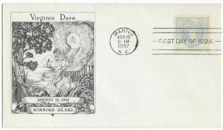 1937 Fdc,  796,  5c Virginia Dare,  Historic Art Cachet