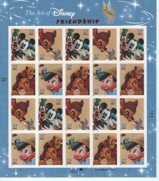 The Art Of Disney Friendship - Pane Of 20 (37 Cent) Stamps Sheet - 2003