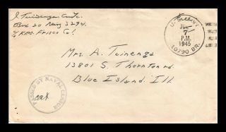 Dr Jim Stamps Us Frank Naval Fpo Cover Censor Passed Wwii 1945
