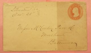 1850s Dpo 1841 - 1960 Litwalton Va Manuscript Cancel U10 Stationery