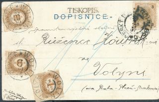 1901 Austria BÖhmen High Postage Due 1,  6,  10h Wolin Volyne Unusual Rate