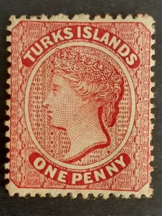 Turks Islands Old Mlh 1d Stamp As Per Photo.  Good Value.  Very
