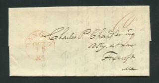 United States Bangor Me.  1839 Red Canel Stampless Cover With Bond Letter
