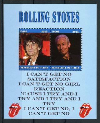 Chad 2015 Cto Rolling Stones Ronnie Wood 2v M/s Music Famous People Stamps