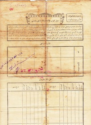 TURKEY.  GREECE.  AN EARLY OTTOMAN DOCUMENT FRANKED EARLY OTTOMAN FISCAL/CANCELS 4
