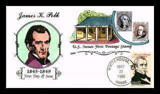 Dr Jim Stamps Us James K Polk President Hand Colored Collins Fdc Cover