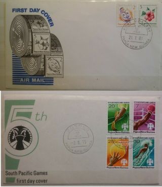 Papua Guinea 1981 Definitive - Imperf & 1975 South Pacific Games Fdc