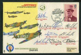 1975 The Spitfires Of The Battle Of Britain Flight : Full Team Signed