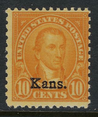 Scott 668 1929 10 Cent Monroe Kansas Overprint Issue Mh Og Vg