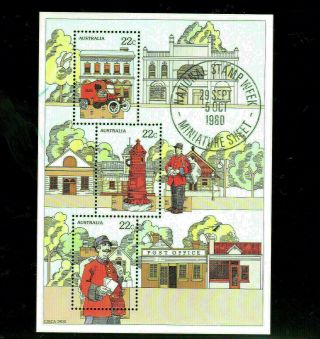 Australia 755a 1980 Stamp Week Show Cancel Vf Nh O.  G S/s