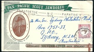 1959 Cover Pan Pacific Scout Jamboree Auckland Zealand Nz To Australia