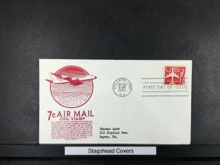 Us Fdc 22 Oct 1960 Anderson Cachet 7c Air Mail Coil Stamp Atlantic City Nj