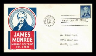 Dr Jim Stamps Us James Monroe Doctrine Ken Boll First Day Cover Scott 1038