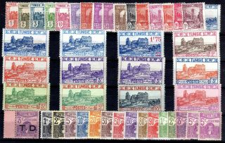 French Colonies: Tunisia 1926 - 49 Mnh Selection,  45 Stamps