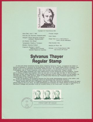 - U.  S.  (1852) 1985 Usps Souvenir Page - Sylvanus Thayer Stamp