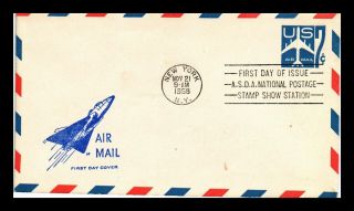 Us Cover Air Mail 7c Postal Stationery Asda Stamp Show Fdc House Of Farnum