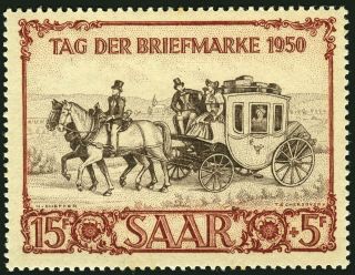 Germany France Stamps 1950 Saargebeit Saar Stamp Day Mi 291 Mnh € 85—