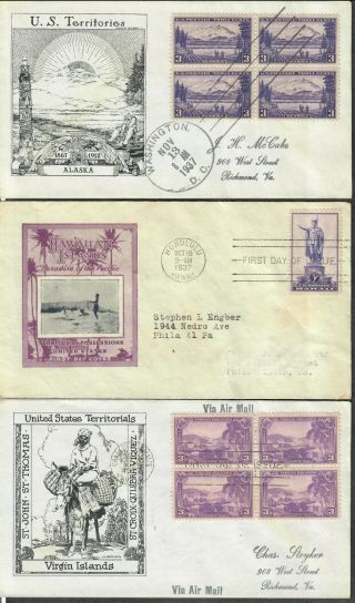 Us Fdc Sc 799 - 802 Territorial Covers Complete Set