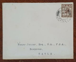 1929 1½d Postal Union Congress On Cover To Jenner,  Bospowes,  Hayle.  Looe Cds