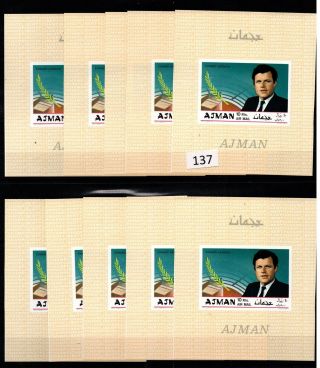 // 10x Ajman - Mnh - Imperf - Famous People - Kennedy