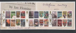 Gb 2008 Ian Flemming James Bond Minisheet Fine Set Stamps On Piece