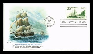 Dr Jim Stamps Us Captain Cook Ship Hawaiian Islands Discovery Fdc Cover Honolulu