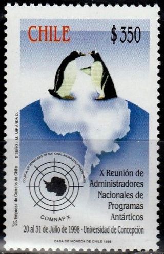 Chile 1998 Scott 1247 25th Meeting Committee Antarctic Research Scar Penguins