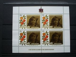 Cook Islands Stamp Sheet 55c X 4 Aitutaki The Life & Times Of The Queen Mother