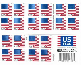 Us Forever Flag Stamps 2018 Usps Book Of 20 Us First Class Postage