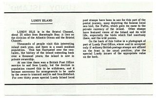 1940 ' s Stamped PC from Lundy plus Post Office Leaflet 4