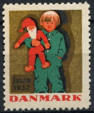 Denmark 1932 Christmas,  Seal,  Charity Label No Gum D91139