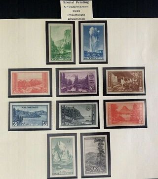Us Stamps,  Scott 756 - 65 Imperf Set Of National Parks Year Issues 1934,  M/nh