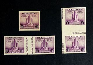 Us Stamps,  Scott 767a 3c Single,  Vert And Horiz Gutter Pairs.  No Gum As Issued.