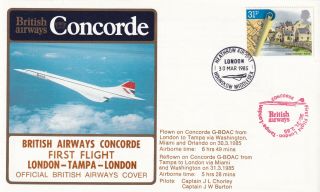 (28667) Gb Cover Concorde 1st Flight London Tampa 1985