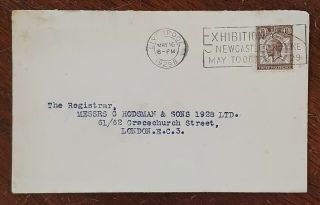 1929 1½d Postal Union Congress On Cover With Exhibition Newcastle On Tyne Slogan