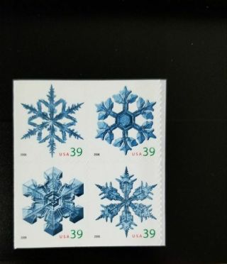 2006 39c Christmas Snowflakes,  Block Of 4 Scott 4105 - 4108 F/vf Nh