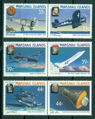 Marshall Islands 1987 Compl.  Set 6 Stamps Mnh Aviation History - Mi.  No 113 - 8