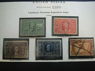 Wpphil Us Stamps Scott 323 - 327 Set Of Five Scv $84.  25 Louisiana Purchase