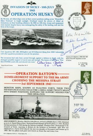 2 Rare Fdc Royal Navy Ww2 Italian Actions Signed Lt.  Col.  A Pearson Mc Dso,