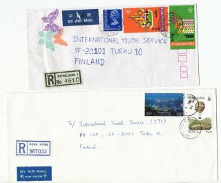 Hong Kong 1975 - 84 San Po Kong Postmark On 2 Registered Cover To Finland