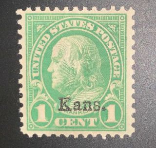 Travelstamps: 1929 Us Stamp Scott 658 1c Kansas Overprint.  Og Hinged