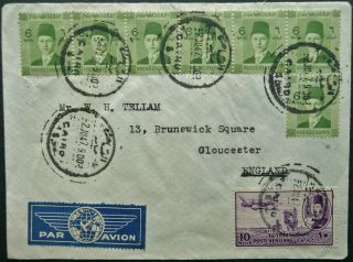 Egypt 2 Ju 1947 Airmail Postal Cover From Cairo To Gloucester,  England - See
