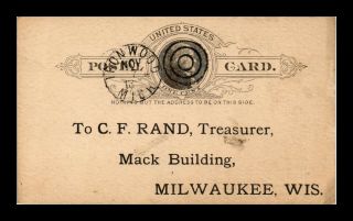 Us Postal Card Ironwood Michigan Mining Company Target Cancel 1887
