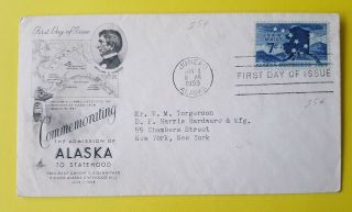 First Day Issue Cover Usa Commemorating Admission Of Alaska To Statehood 1959