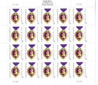 Us Scott 4704 Pane Of 20 Purple Heart Stamps Forever Face Mnh