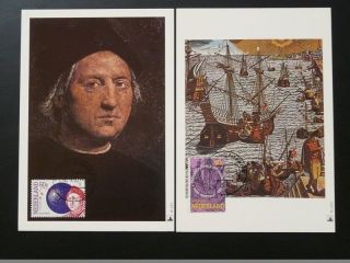 Explorer Christopher Columbus Europa Cept 1992 X2 Maximum Card Netherlands 72313