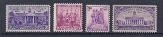 Us 1938 Complete Commemorative Year Set Of 4,  Mnh - 835 836 837 838