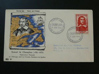 Explorer Samuel De Champlain History Of Canada Quebec Decaris 1956 Fdc 57045