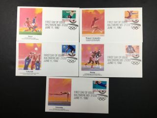 Us Fdc 11 Jun 1992 Fleetwood Cachet Olympic Games Set Of 5 Covers Md Fancy Cx