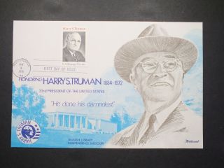 Us Fdc 8 May 1973 Fleetwood Cachet Honoring Harry S Truman Independence Mo
